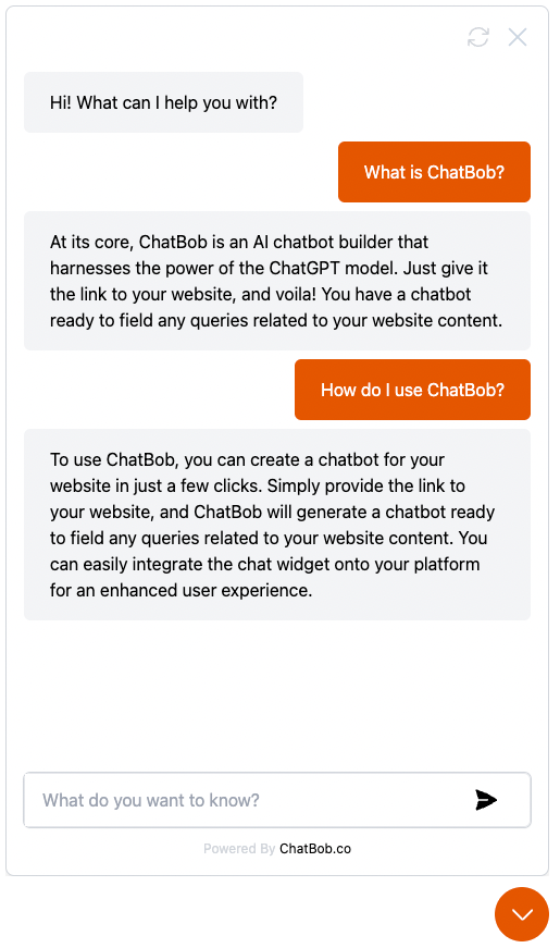 example screenshot of chatbob